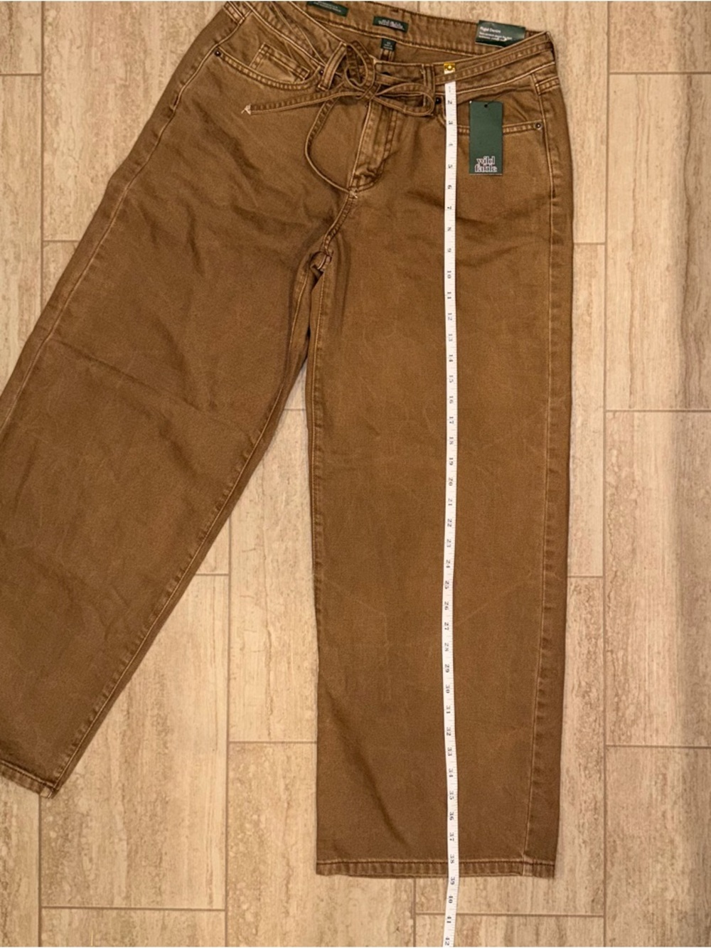 NWT WILD FABLE Brown Wide-Leg Tie-Waist Women’s Rigid Denim Low Rise Size 6/R - Picture 13 of 14